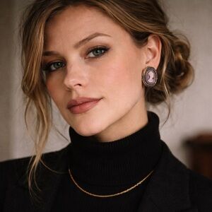 Vintage Style Victorian Revival Cameo Clip Earrings | Gothic Baroque Statement